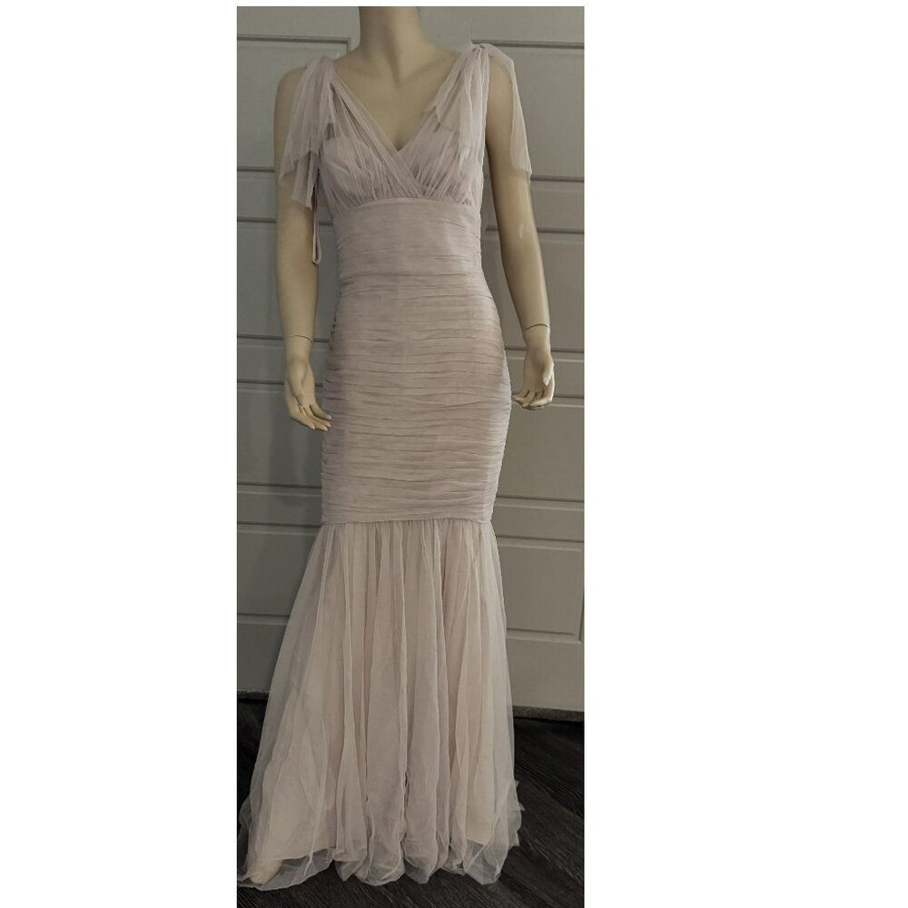 Amsale Drape Shoulder Tulle Mermaid  -Size 4